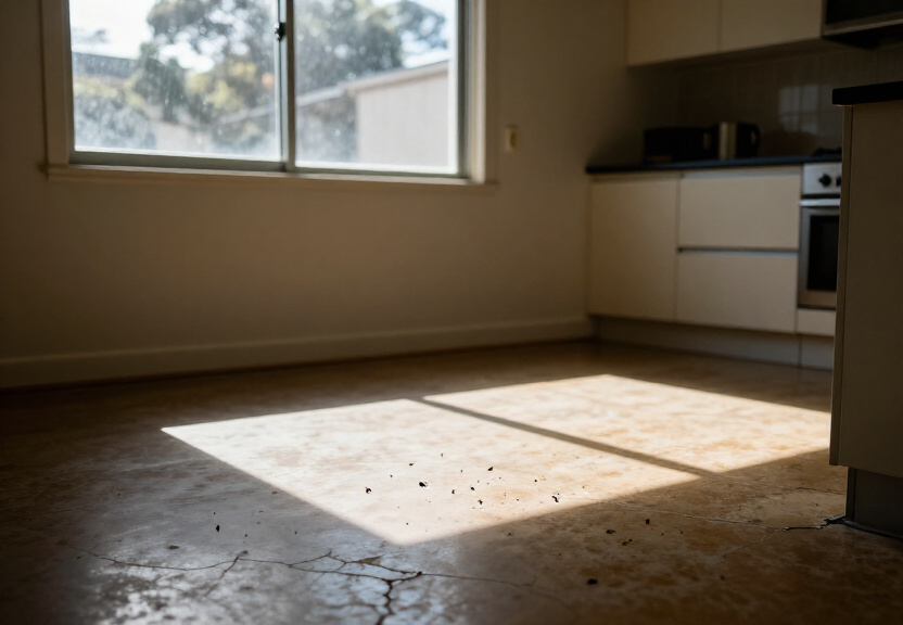 Rodent droppings and damage in a Ultimo restaurant storage area before treatment